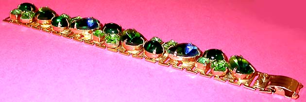 a beautiful vintage costume jewelry watermelon rhinestone bracelet
