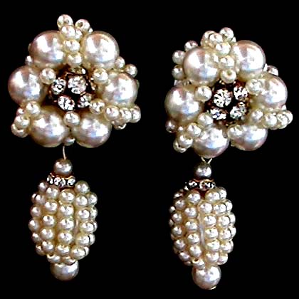 a beautiful vintage costume jewelry bridal earrings