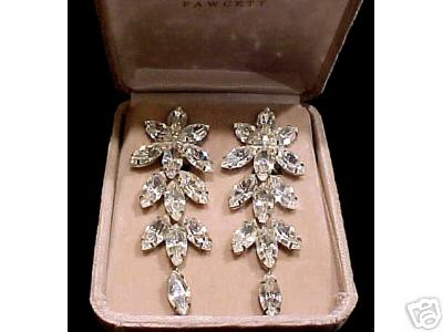 a beautiful vintage costume jewelry bridal earrings