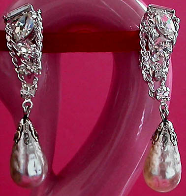 a beautiful vintage costume jewelry bridal earrings