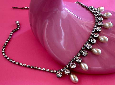 a beautiful vintage costume jewelry bridal necklaces