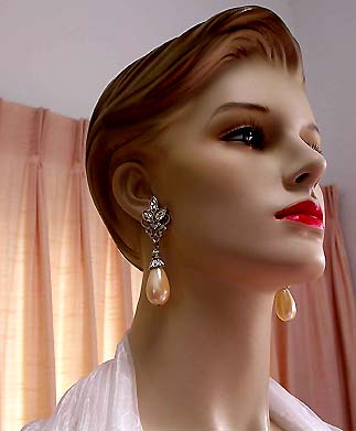 a beautiful vintage costume jewelry bridal earrings