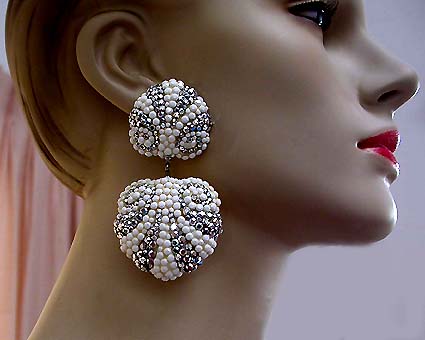 a beautiful vintage costume jewelry bridal earrings