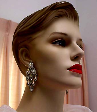 a beautiful vintage costume jewelry bridal earrings