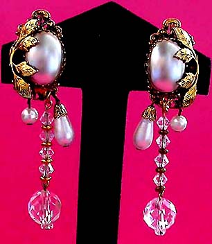 a beautiful vintage costume jewelry bridal earrings