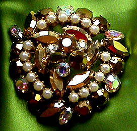 a beautiful vintage costume jewelry bridal brooch