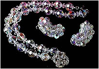 a beautiful vintage costume jewelry necklace, bracelet and earrings