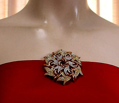 a beautiful vintage costume jewelry bridal brooch