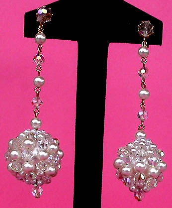 a beautiful vintage costume jewelry bridal earrings