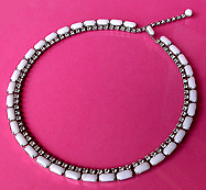 a beautiful Miriam Haskell vintage costume jewelry necklace, bracelet and earrings