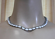 a beautiful Miriam Haskell vintage costume jewelry necklace, bracelet and earrings