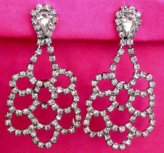 a beautiful vintage costume jewelry bridal earrings