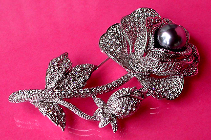 a beautiful vintage costume jewelry bridal brooch