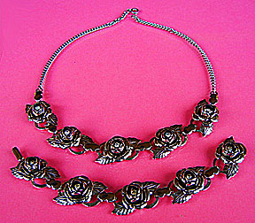 a beautiful Weiss vintage costume jewelry necklace and earrings
