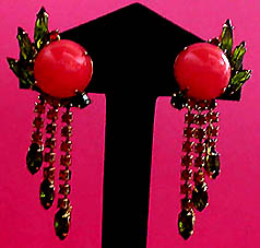 a beautiful VINTAGE COSTUME ESTATE ANTIQUE JEWELRY EARRINGS unsigned