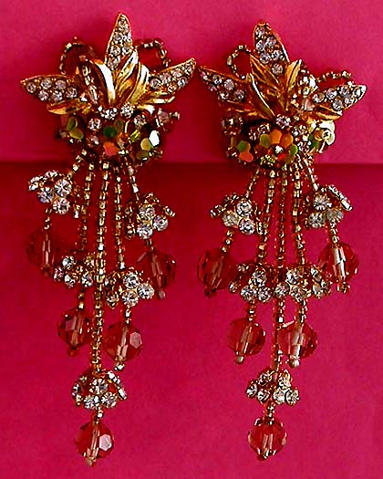 a beautiful VINTAGE COSTUME ESTATE ANTIQUE JEWELRY EARRINGS
