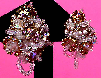 a beautiful VINTAGE COSTUME ESTATE ANTIQUE JEWELRY EARRINGS unsigned