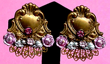a beautiful VINTAGE COSTUME ESTATE ANTIQUE JEWELRY EARRINGS unsigned