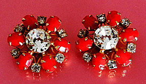a beautiful VINTAGE COSTUME ESTATE ANTIQUE JEWELRY EARRINGS unsigned