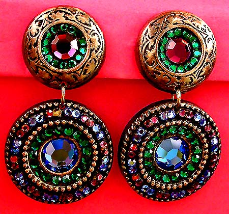 a beautiful VINTAGE COSTUME ESTATE ANTIQUE JEWELRY EARRINGS unsigned