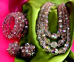 a beautiful Juliana vintage costume jewelry necklace, bracelet and earrings