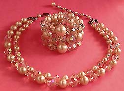 a beautiful Juliana vintage costume jewelry necklace, bracelet and earrings