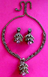 a beautiful Juliana vintage costume jewelry necklace, bracelet and earrings