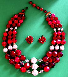 a beautiful Juliana vintage costume jewelry necklace, bracelet and earrings