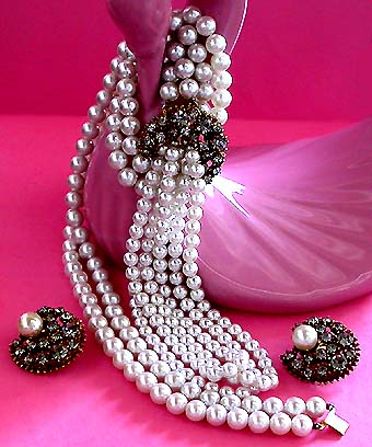 a beautiful vintage costume jewelry parure