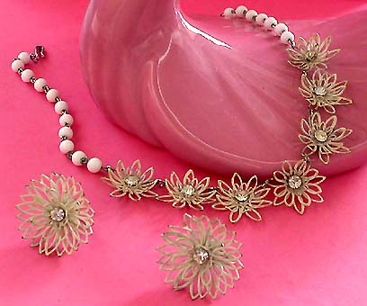 a beautiful vintage costume jewelry parure