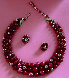 a beautiful Juliana vintage costume jewelry necklace, bracelet and earrings