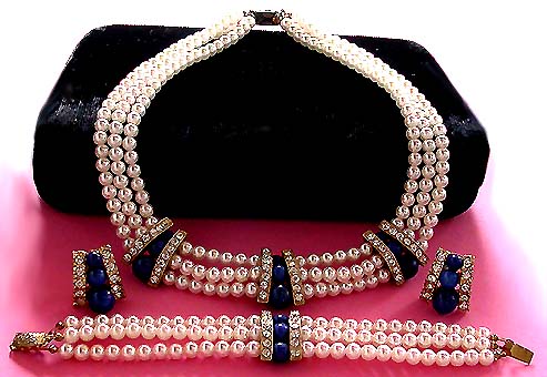 a beautiful vintage costume jewelry parure