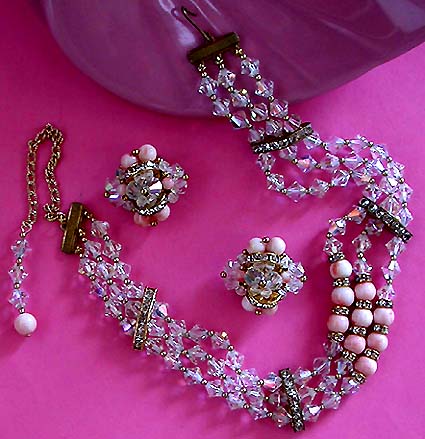a beautiful vintage costume jewelry parure