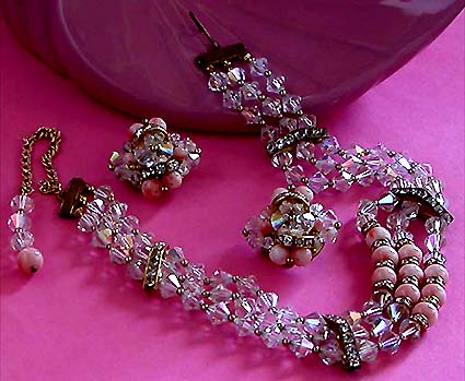 a beautiful vintage costume jewelry parure