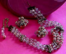 a beautiful Juliana vintage costume jewelry necklace, bracelet and earrings