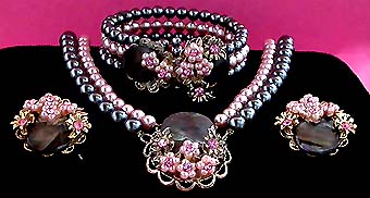 a beautiful vintage costume jewelry parure