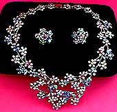 a beautiful Juliana vintage costume jewelry necklace, bracelet and earrings