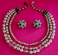 a beautiful Juliana vintage costume jewelry necklace, bracelet and earrings