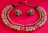 a beautiful Juliana vintage costume jewelry necklace, bracelet and earrings