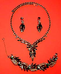 a beautiful Juliana vintage costume jewelry necklace, bracelet and earrings
