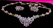 a beautiful Juliana vintage costume jewelry necklace, bracelet and earrings