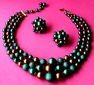 a beautiful Juliana vintage costume jewelry necklace, bracelet and earrings