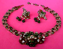 a beautiful Juliana vintage costume jewelry necklace, bracelet and earrings