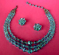 a beautiful Juliana vintage costume jewelry necklace, bracelet and earrings