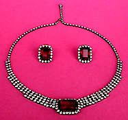 a beautiful Juliana vintage costume jewelry necklace, bracelet and earrings