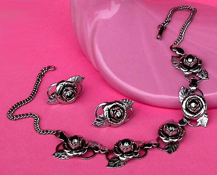 a beautiful vintage costume jewelry parure