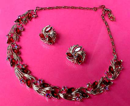 a beautiful vintage costume jewelry parure