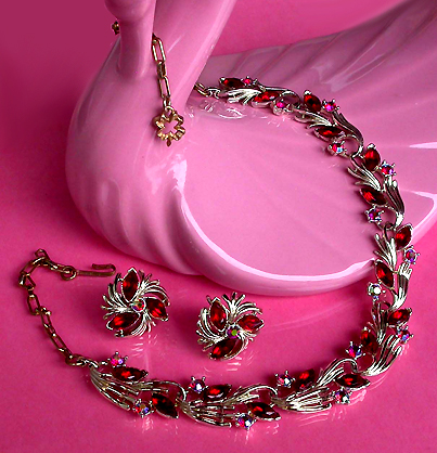a beautiful vintage costume jewelry parure