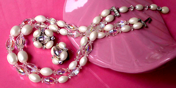 a beautiful vintage costume jewelry parure