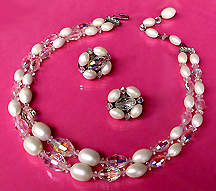 a beautiful Juliana vintage costume jewelry necklace, bracelet and earrings